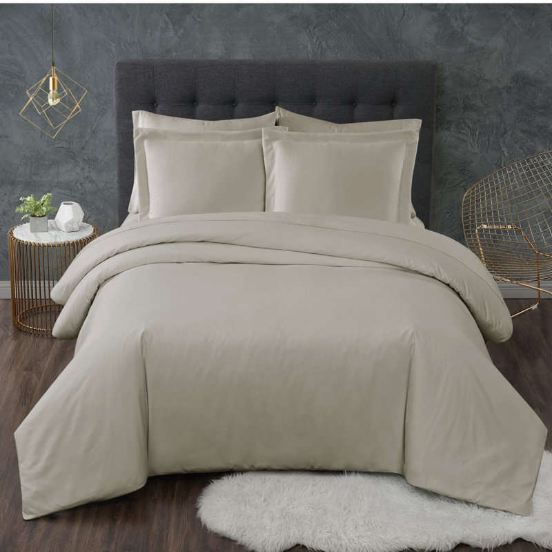 Polyester Duvet Cover, King Duvet Cover + 2 Shams, Khaki