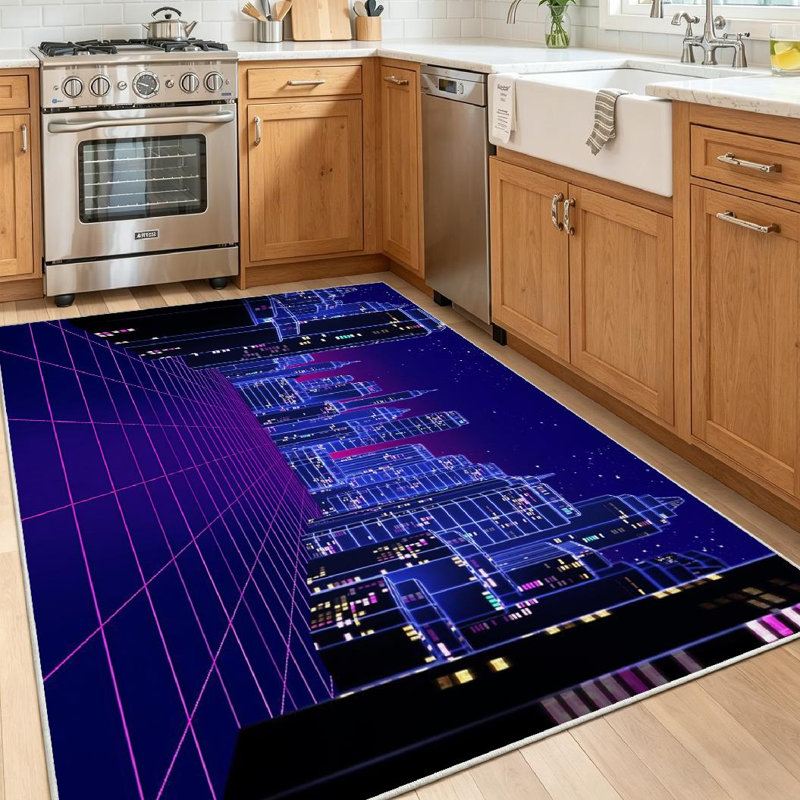 Tapis d'intérieur rétro clair et lavable à la machine, Rectangle 55 po x 79 po