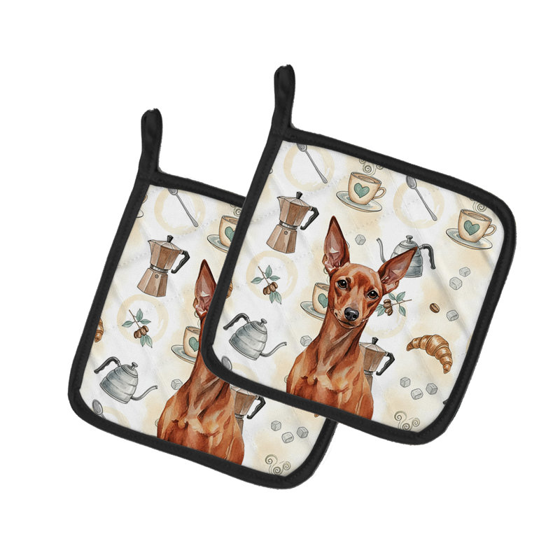 Paire de porte-cafetières rouges Mini Pinscher