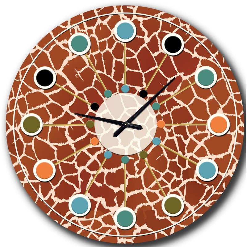 Horloge murale Leopard Fur Safari I - Mid-Century, Moyenne