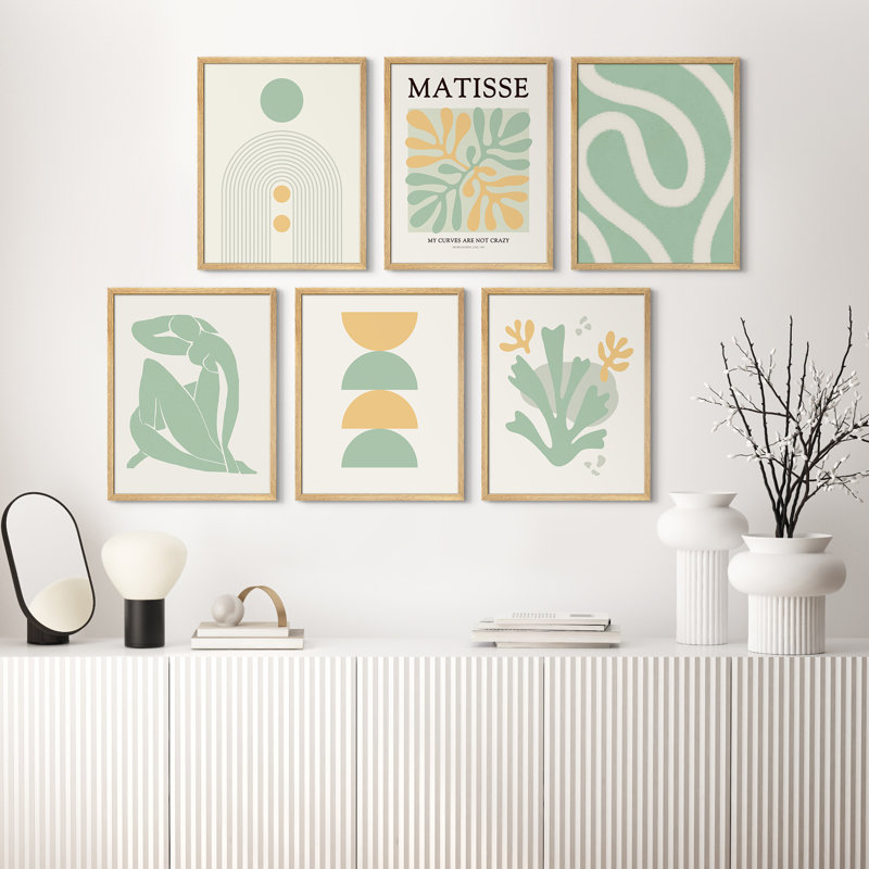 «Mid Century Modern Matisse Green Abstract Boho, Naturel, H 14 po x l 11 po