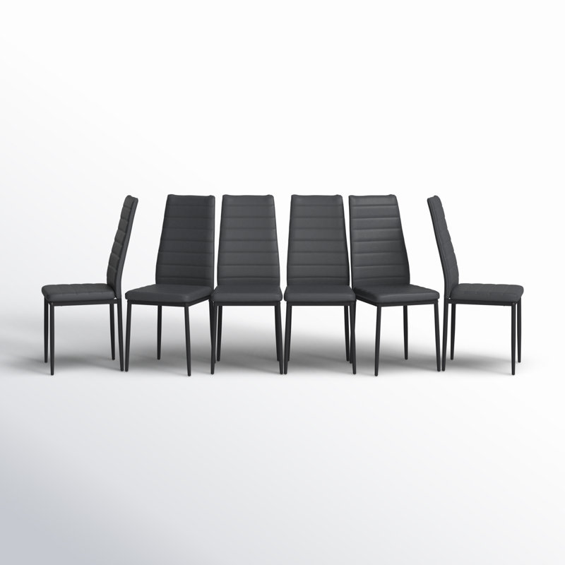 Bugra 20'' H Faux Leather Upholstered Metal Parsons Chair, Gray, Black