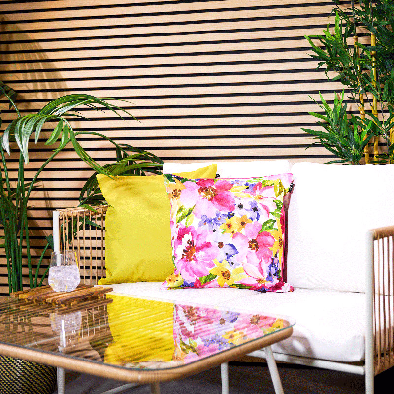 Icon Indoor / Outdoor Floral Square Cushion, Yellow