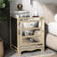 Commode 3 tiroirs Champagne + Composition de verre épais. Pour le salon, la chambre à coucher, le bureau. Haute température, facile à entretenir, propre et soignée. Guide lisse en cristal