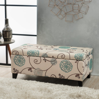 Repose-pieds de rangement rectangulaire à motif floral de 39 po de largeur Yara