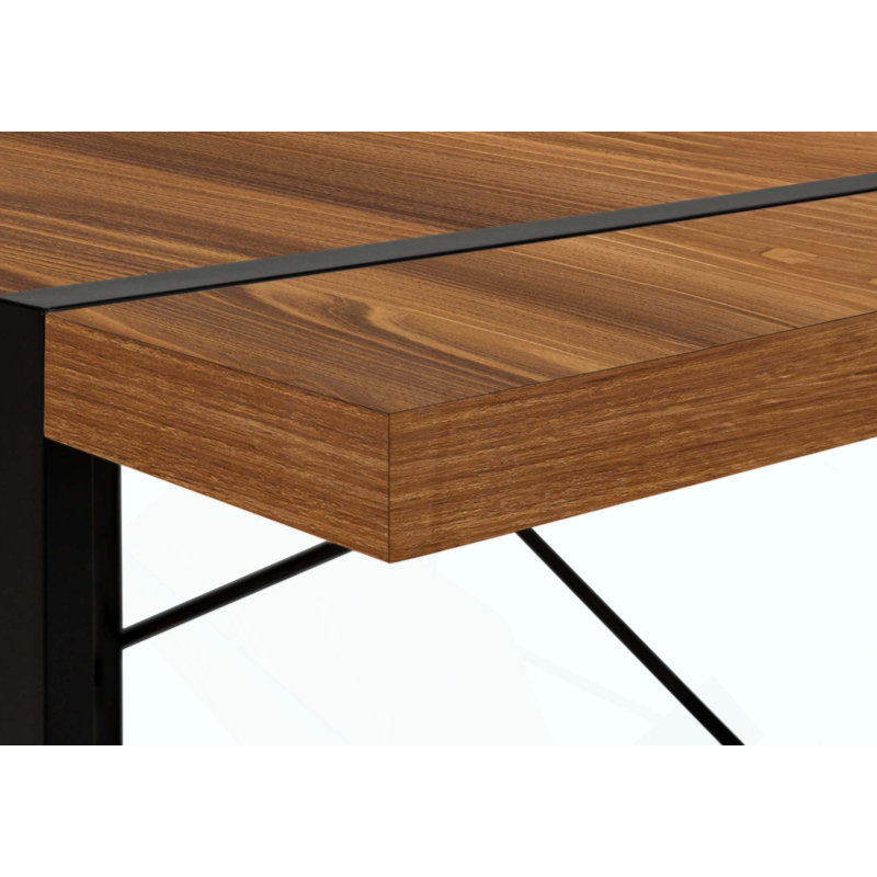 Bureau d'ordinateur, bureau personnel, ordinateur portable, travail, métal, contemporain, moderne, Noyer / noir