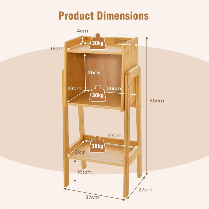 Kacie 80cm H x 37cm W Solid Wood Book Cabinet Bookcase