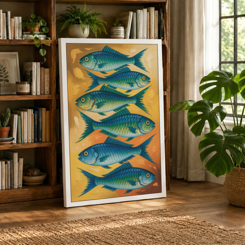 Five Fish Study Botanical - Wrapped Canvas, 30x20 - 76.2 x 50.8 cm, White Border