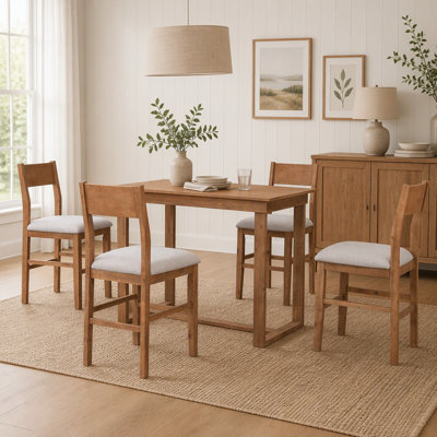 5-Piece Counter Height Farmhouse Dining Set with Rectangular Table and 4 Chairs, for Small Places
