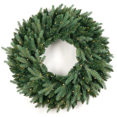 30" Pre-Lit Artificial Christmas Wreath with 100 Warm White LED Lights – Lush Foliage, Mixed Tips PE+PVC Traditional Christmas Charm for Indoor & Outdoor Holiday Decor