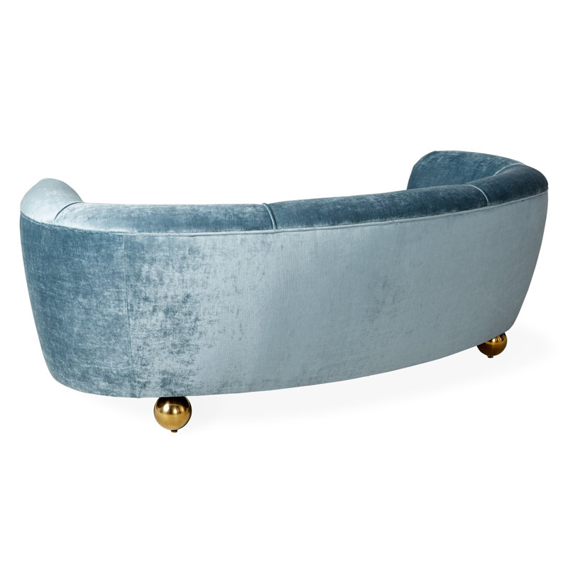 Parker Curved Sofa - Ball feet, Brussels Powder Blue Velvet