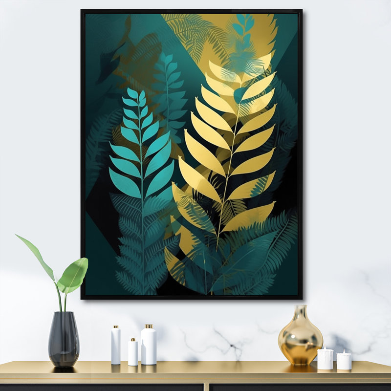 Nathen Harmonious Ferns III - Imprimé, H 32 po x l 16 po x P 1 po, Cadre flottant noir