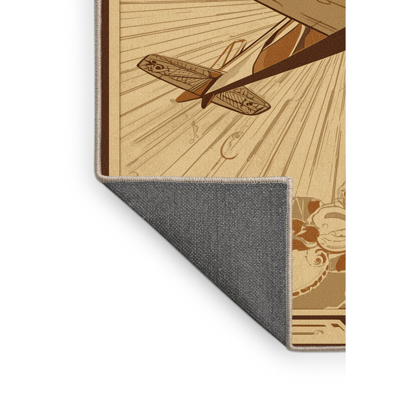 Tapis oriental moelleux doux et moelleux de style oriental rétro Biplane - reliure beige, 5 x 7