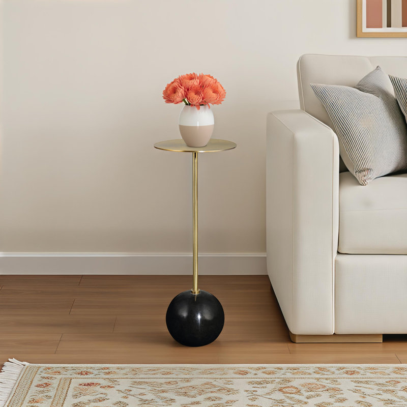 Chaniece End Table, Brushed Brass/Black