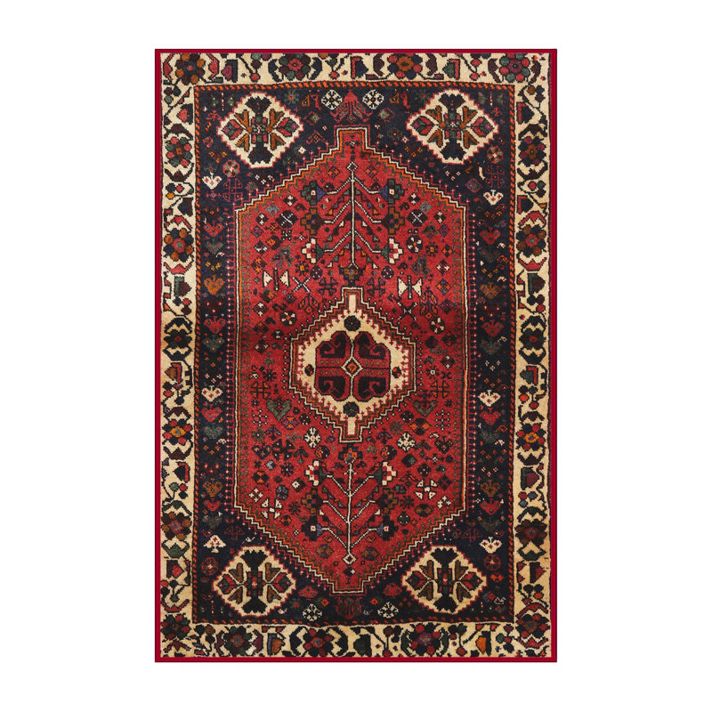 Tapis oriental beige / noir / rouge, Rectangle 7 pi x 9 pi