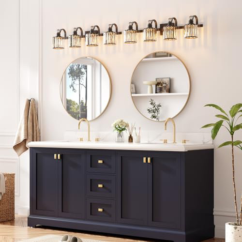 Luminaires de salle de bain modernes en cristal 4 lumières, Noir