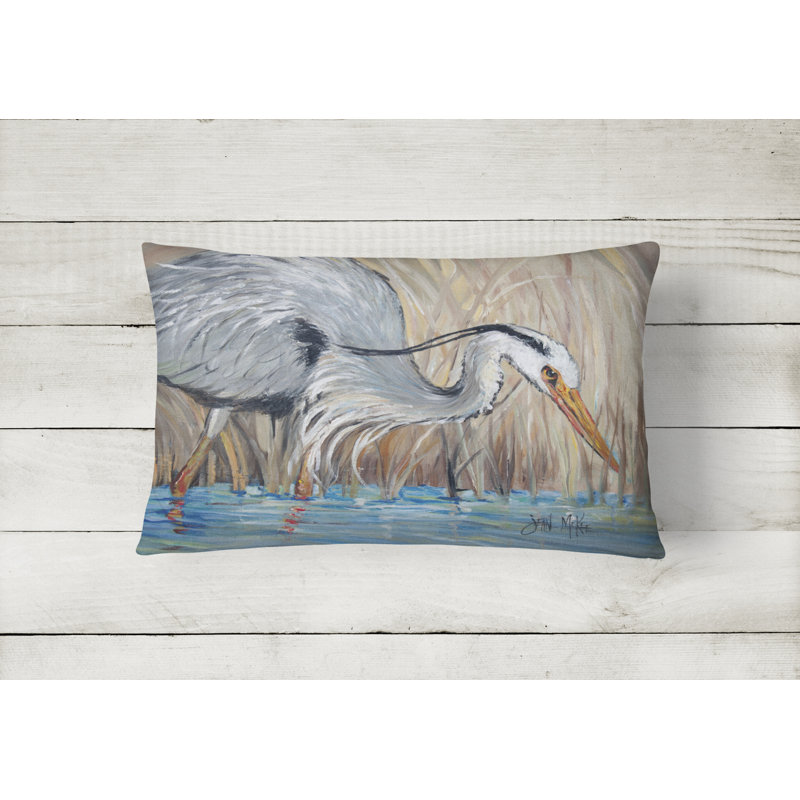 Blue Heron Outdoor Reversible Throw Pillow