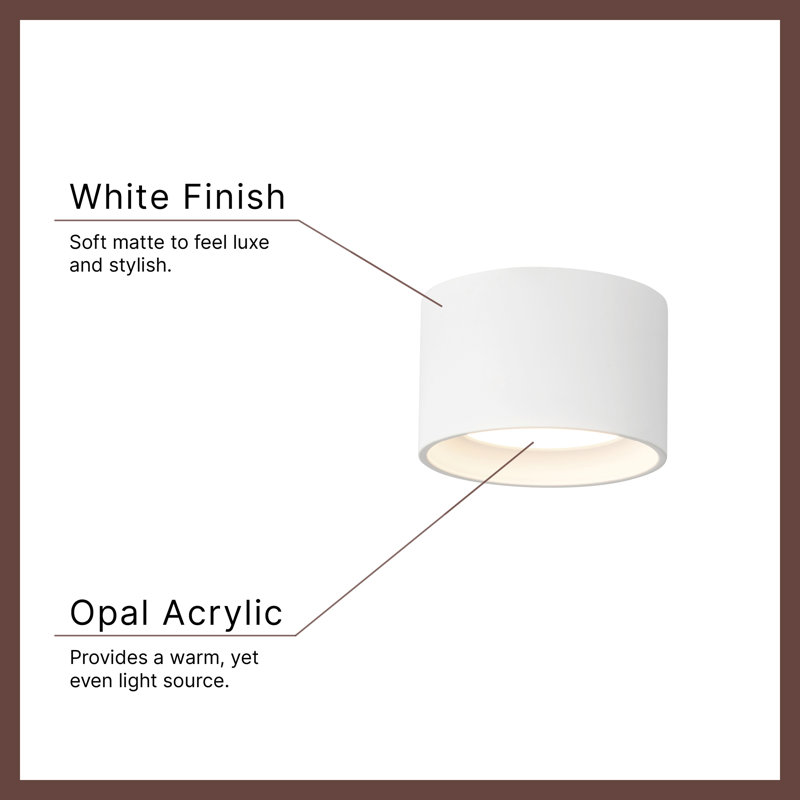 Uma 6-in Black dimmable LED Semi-Flush Mount, White
