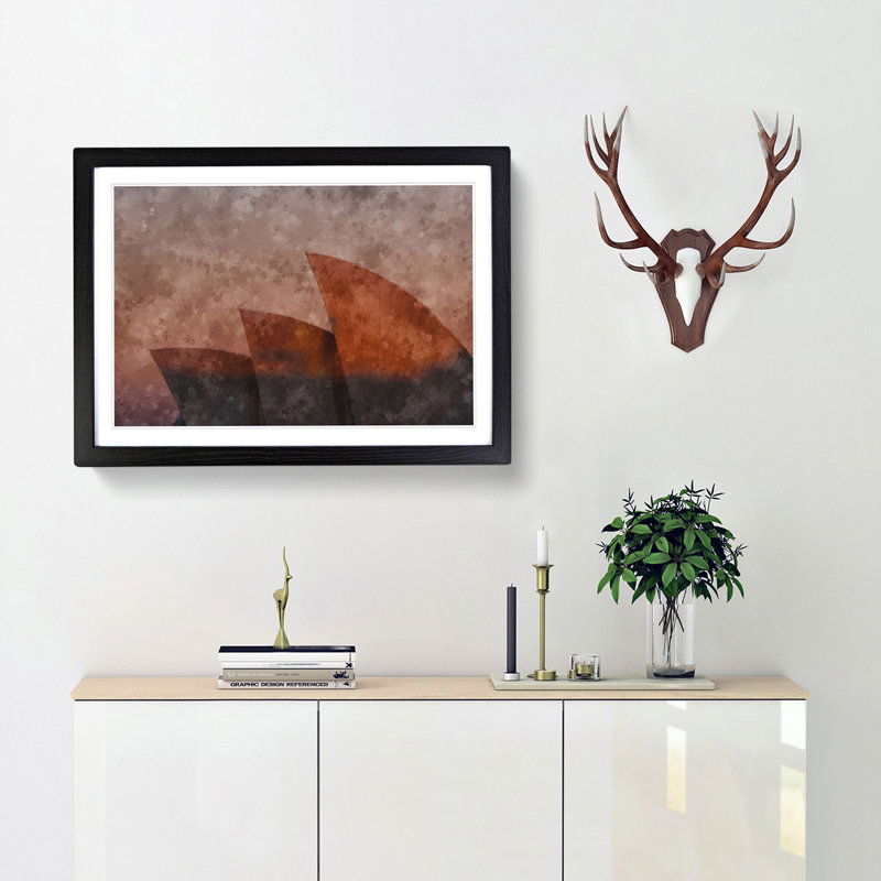 The Sydney Opera House - Picture Frame Painting Print, 24cm H x 33cm W x 2cm D, Black Framed