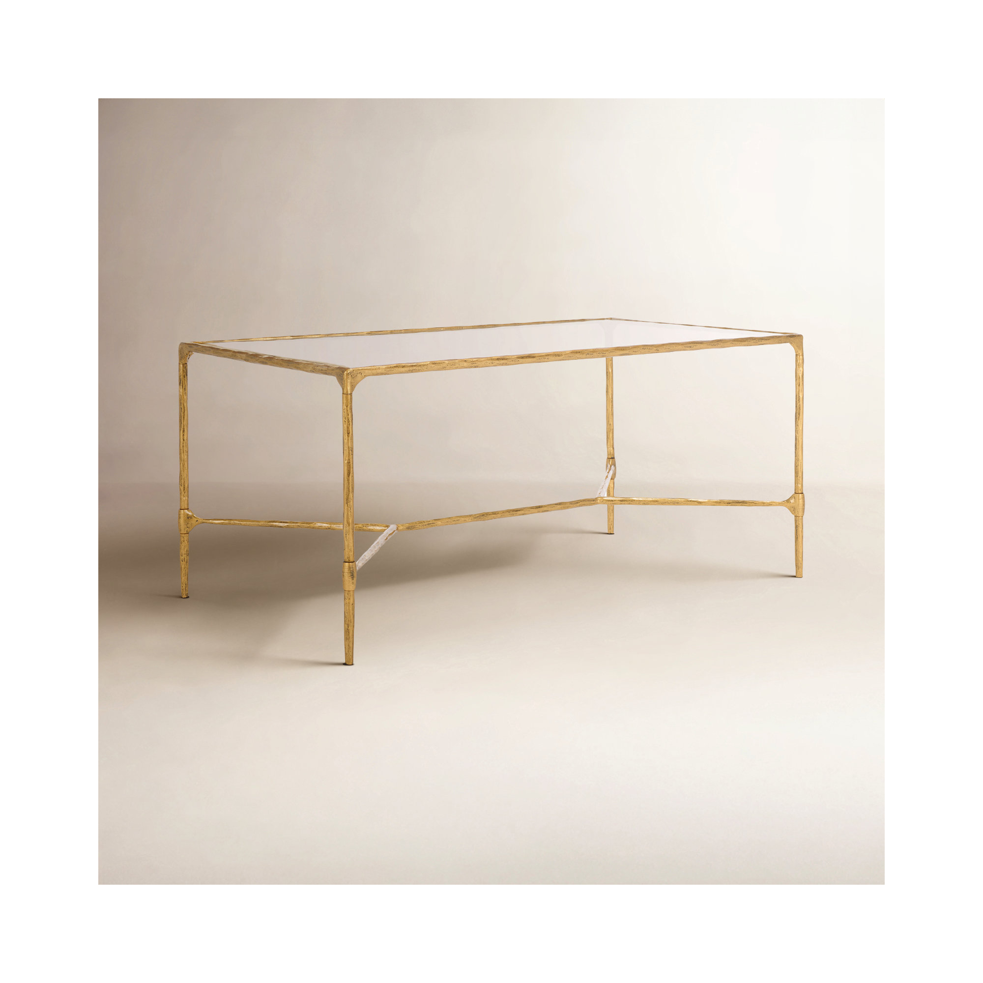 Terenna Metal And Glass Coffee Table, Brass