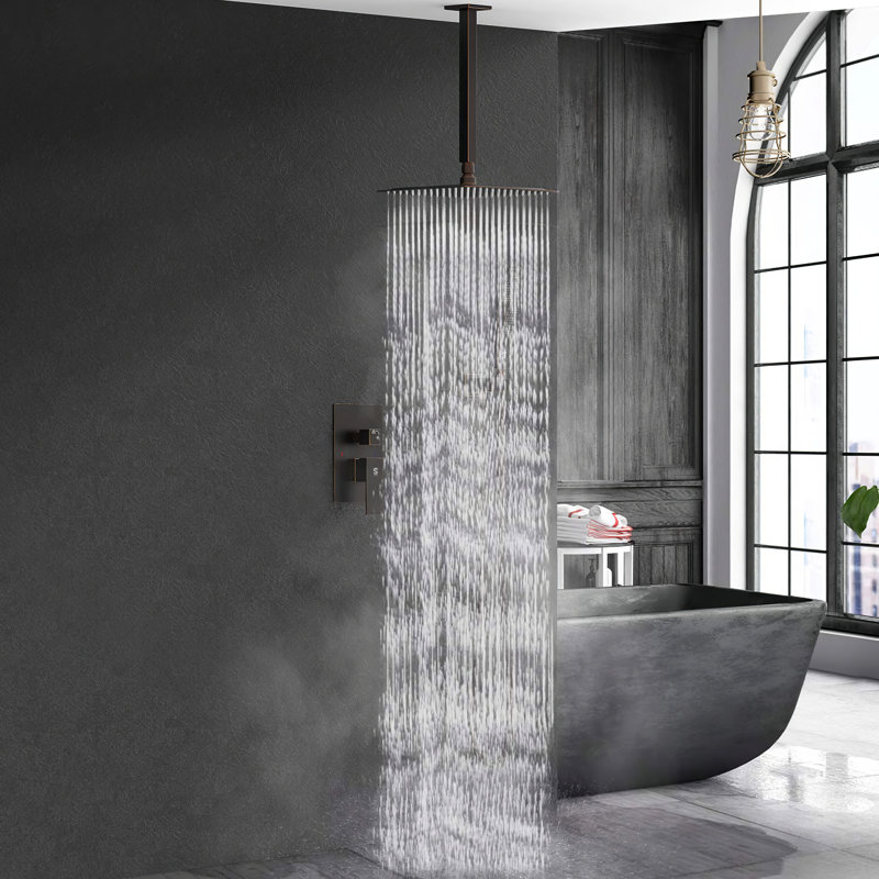 Système de douche complet avec valve brute, Bronze huilé