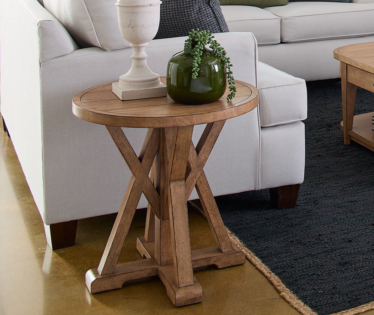 Mya Solid Wood End Table, Tan