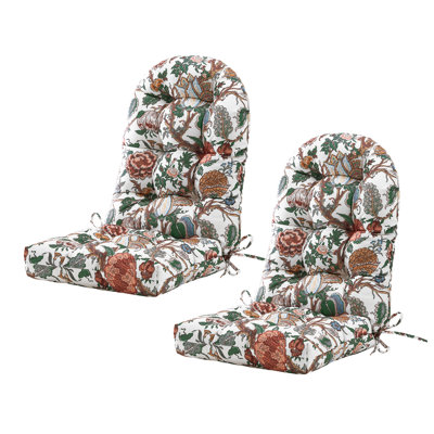 Outdoor Adirondack Chair Cushion For Patio Furniture,Tufted Thick Seat & Round High Back Rocking Oudoor Cushion, 21"X4" Inches,Set Of 2,Floral