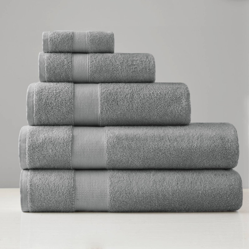 500 GSM 100% Turkish Cotton Charcoal Oversized 6-Piece Towel Set, Charcoal, 6 Piece Towel Set