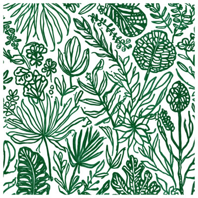 Green Line Art Foliage Comforter