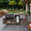 Îlot de cuisine extérieur avec plateau en acier inoxydable, tiroir, table d'appoint réglable, porte-serviettes en papier et support à épices-125314062