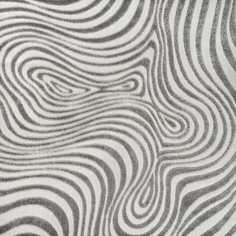 Maribo High-Low Abstract Groovy Striped Gray/Ivory Indoor/Outdoor Rug, Square 9'