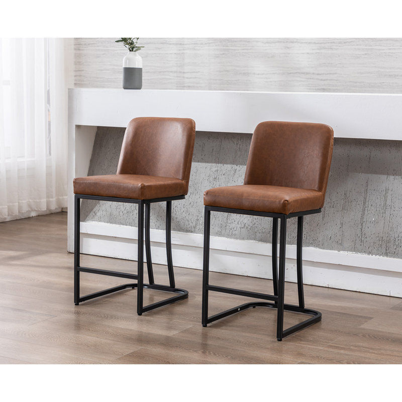 Tabouret de comptoir rembourré 24 po, Brun