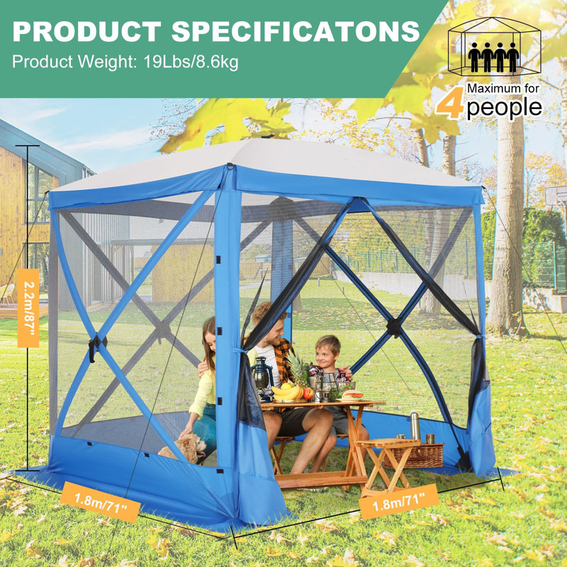 6FTx6FT Screen Room with Mosquito Netting, Blue