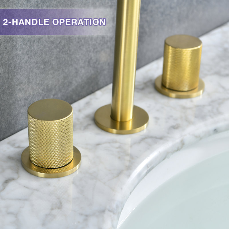 Widespread 2-handle Bathroom Faucet, Brushed Gold