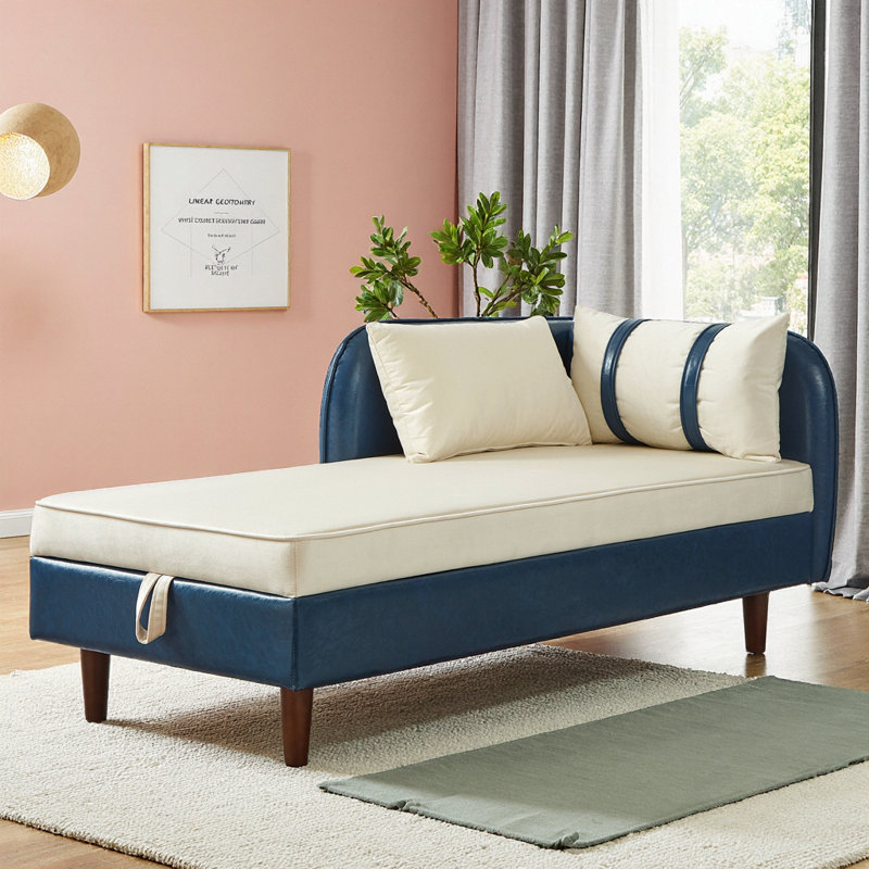 Méridienne avec rangement de 65 po en velours | Méridienne moderne avec rangement caché, conception ergonomique et structure en bois massif pour la chambre à coucher et le salon