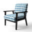 Fauteuil d'appoint en velours blanc et bleu-164787621
