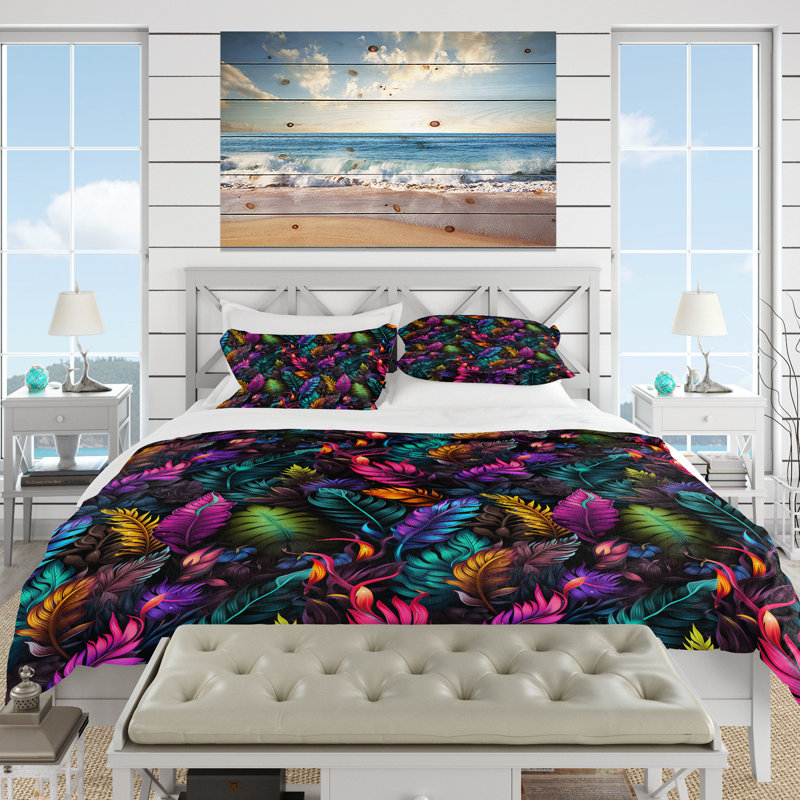 Ensemble de housse de couette Neon Foliage, Housse de couette simple + 1 taie décorative stan