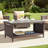 2-Layer Brown Outdoor Wicker Coffee Table With Glass Tabletop