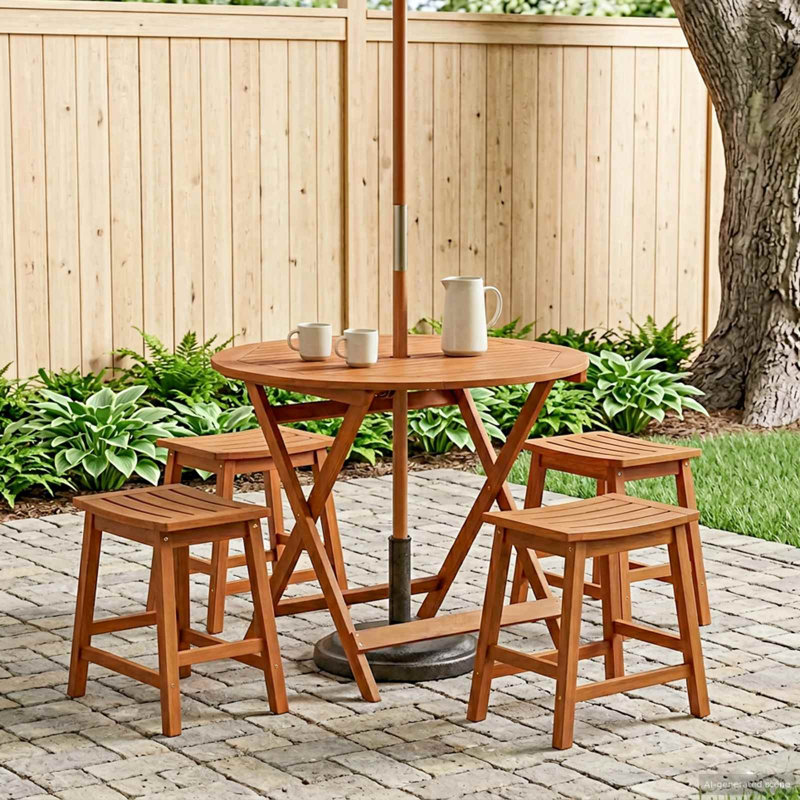 Eucalyptus Folding Outdoor Camping Table , 90cm cm W 90cm cm D