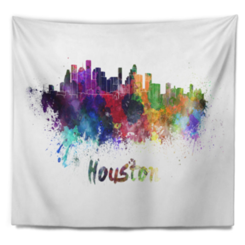 Tapisserie d'horizon de houston Cityscape, H 32 po x l 39 po
