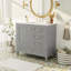 Meuble-lavabo 36 po avec cadre en pin massif, porte et tiroirs à fermeture en douceur, solution de rangement moderne-381591286