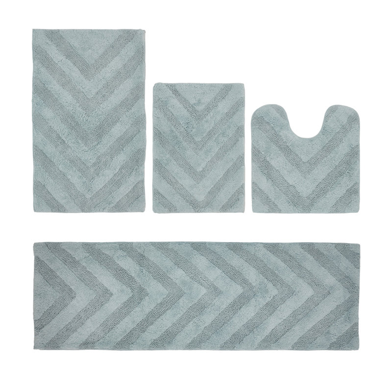 Ensemble de tapis de bain 4 pièces, Bleu, 4 pièces (17 po x 24 po | 20 po x 20 po | 21 po x