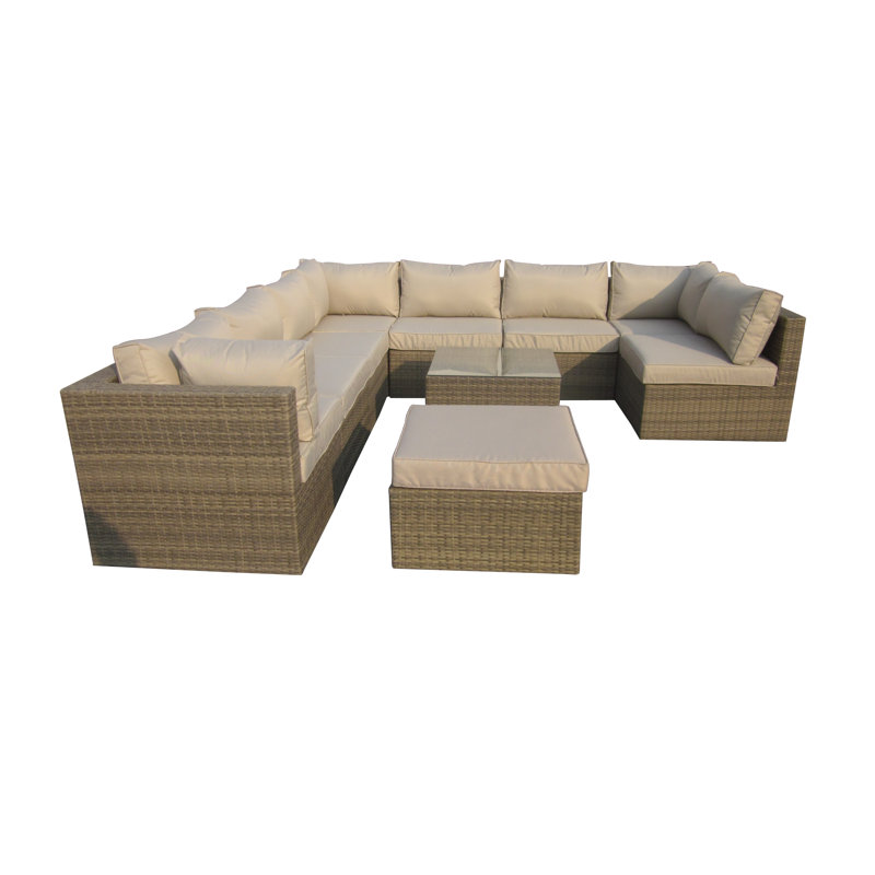 Boukra 9 Seater Rattan Sofa Set, Natural