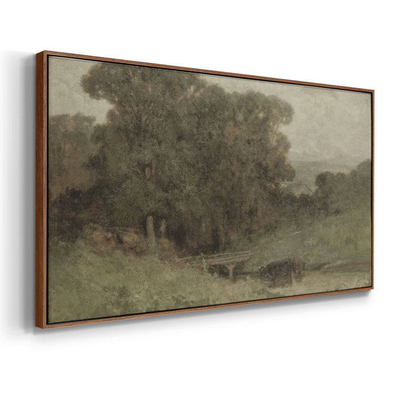Série paysage - DCCCLxxx - Toile tendue avec châssis encadré - Prêt à être accroché, H 21 po x l 41 po, Noyer