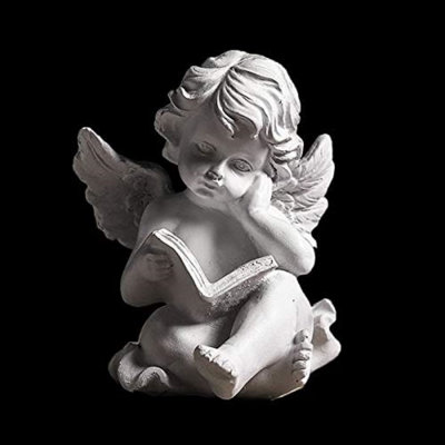 Reading Book Angel Statue Cherub Wings Angel Statue Figurine Indoor Outdoor Guardian Home Garden Angel Sculpture Statuette Shelf Sitter Angel Collecti -  Trinx, 9D989D6D1BCF4BEE981D90C4B3835351