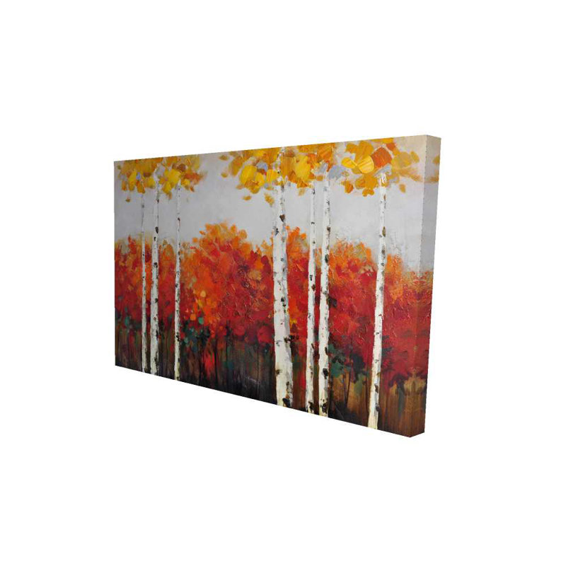 Birches by Fall - Orange Seasons Canvas for Home Decor
