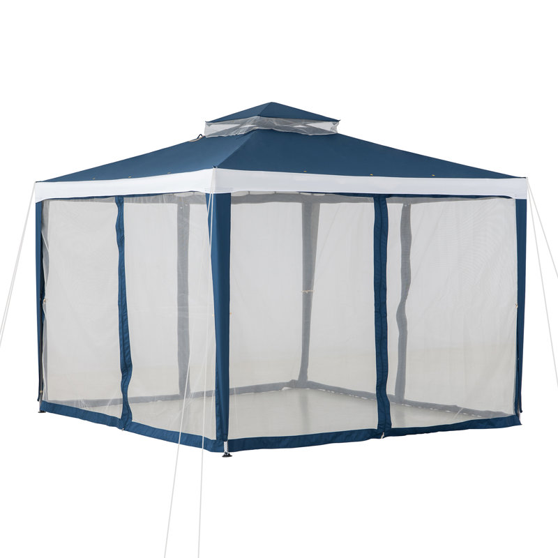 Pavillon de jardin à toit souple Sunjoy, Bleu marine/blanc, Bordure de jardin x 10 pi,