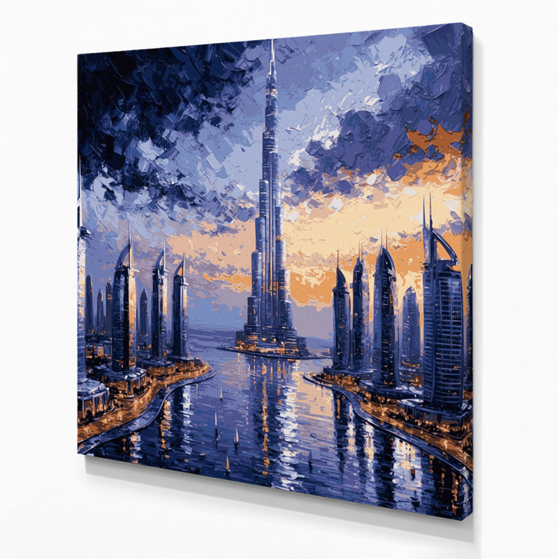 Art mural sur toile Mauves, cités, villes, Emirats arabes unis, H 16 po x l 16 po