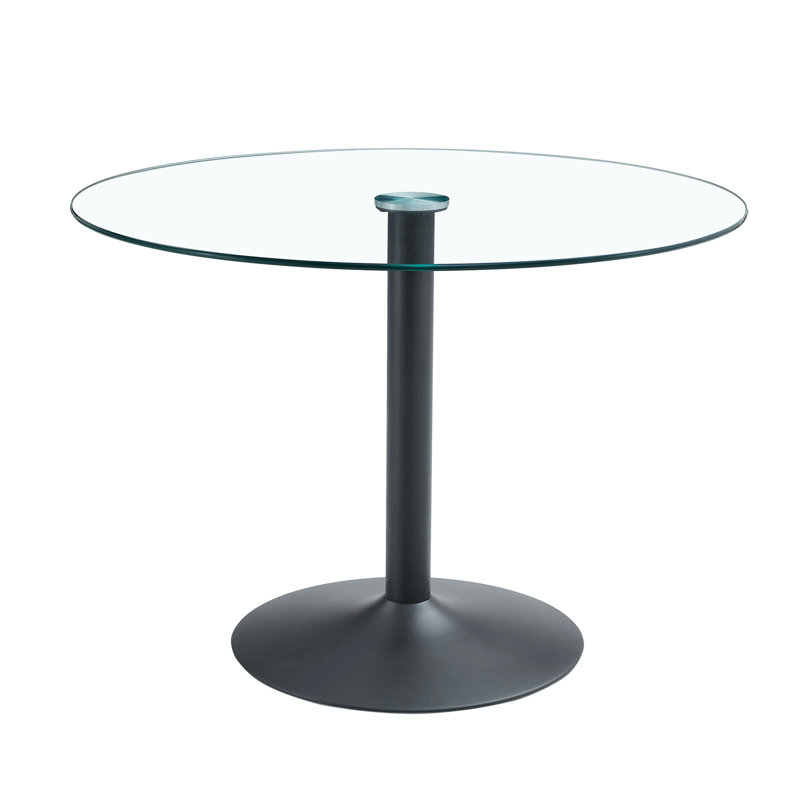 Table de salle à manger en verre, 29.5" H x 42" L x 42" W, Black