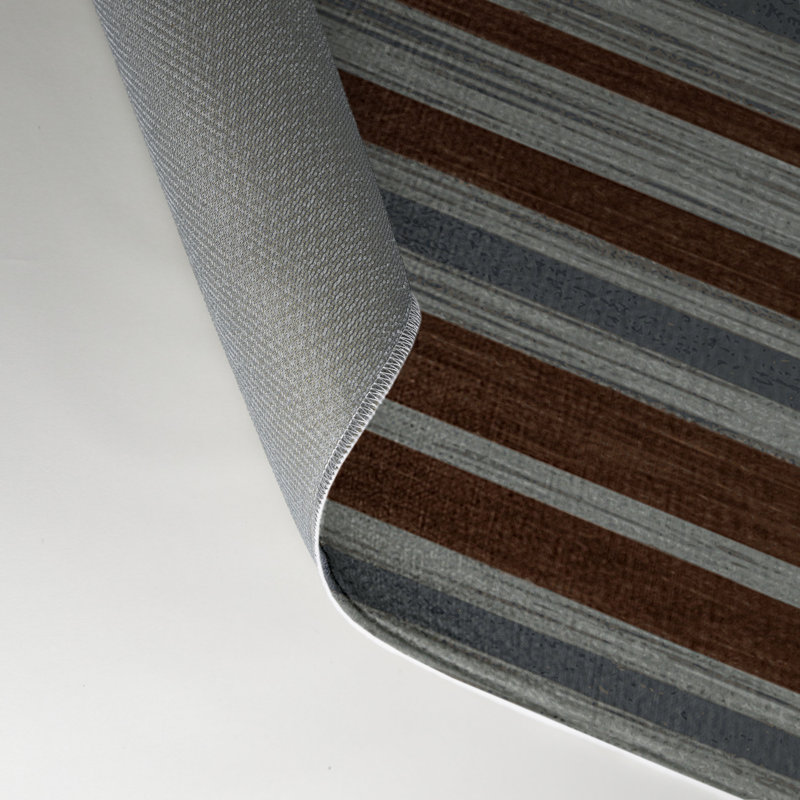 Tapis intérieur / extérieur brun HorizontalStripes, Rectangle 5 pi x 7 pi